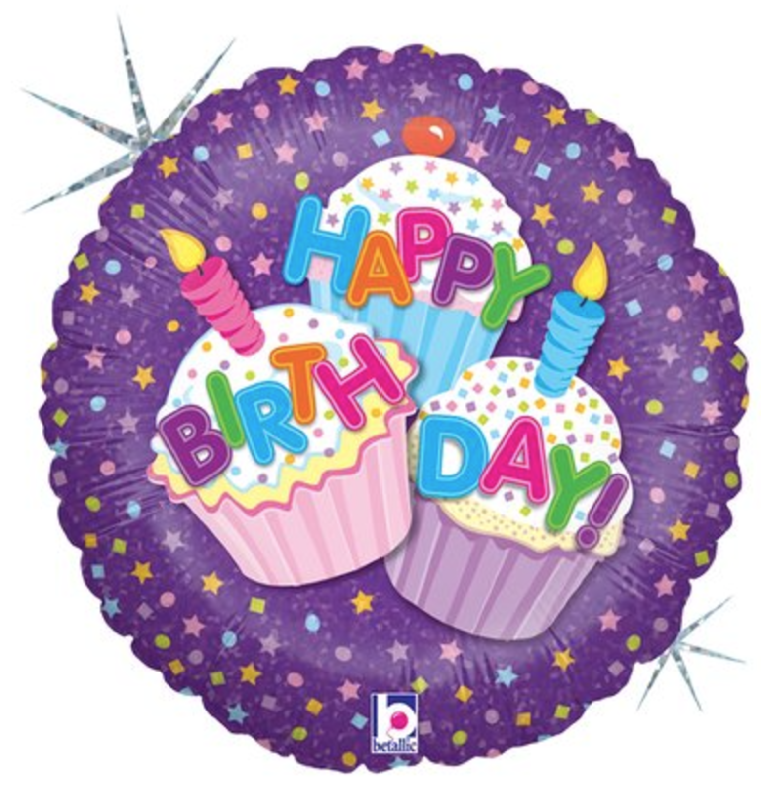 Folienballon - Happy Birthday Muffins lila - ø 46cm